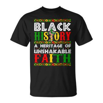 Unshakeable Faith Black History Month African Christian T-Shirt - Monsterry