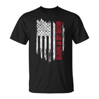 Us American Flag Awesome Like My Daughter Father's Day Dad T-Shirt - Thegiftio UK