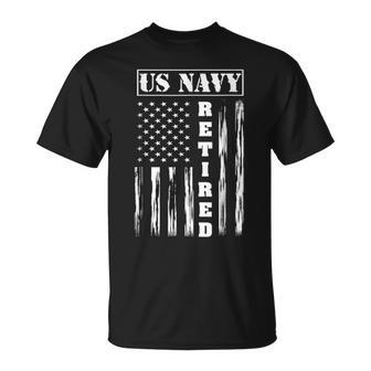 Us Navy Retired Distressed American Flag T-Shirt - Monsterry DE