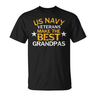 Us Navy Veterans Make The Best Grandpas Faded Grunge T-Shirt - Monsterry