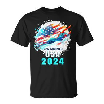 Usa 2024 Summer Games Swimming America Swimming 2024 Usa T-Shirt - Seseable