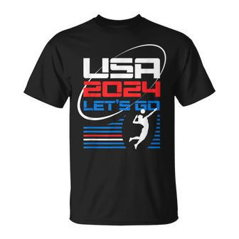 Usa 2024 United States American Sport 2024 Volleyball T-Shirt | Mazezy AU