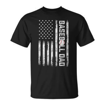 Usa Flag Baseball Dad Baseball Game Day Vibes Dad T-Shirt | Seseable CA