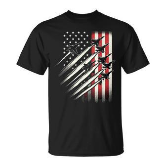 Usa Flag Fighter Jets Patriotic America Memorial July 4Th T-Shirt - Monsterry