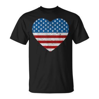 Usa Flag Heart 4Th July Red White Blue Stars Stripes T-Shirt - Monsterry DE