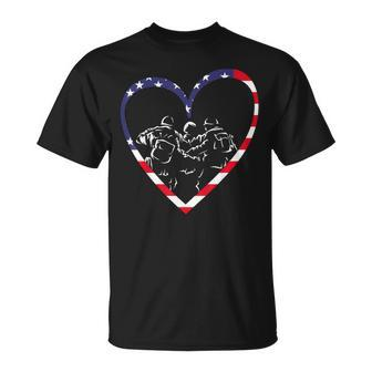 Usa Flag Heart American Patriotic Armed Forces Memorial Day T-Shirt - Monsterry