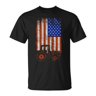 Usa Flag Tractor Farmer T-Shirt | Mazezy