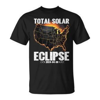 Usa Map 8 April 2024 Total Solar Eclipse 2024 T-Shirt - Monsterry
