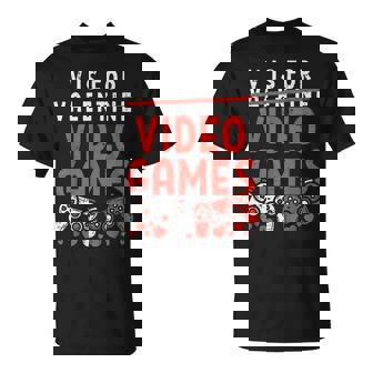V Is For Video Games Valentines Day Gamer Boy Men T-Shirt - Thegiftio UK