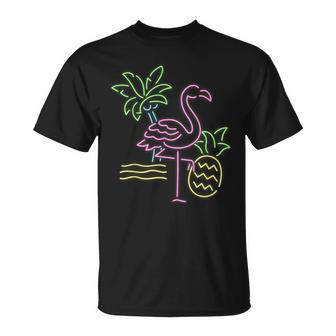 Vacation Palms Pineapple Travel Flamingo T-Shirt - Monsterry