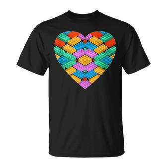 Valentines Day For Boys Block Brick Heart T-Shirt - Monsterry