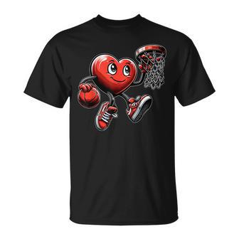 Valentine's Day Heart Basketball Team Player T-Shirt | Mazezy