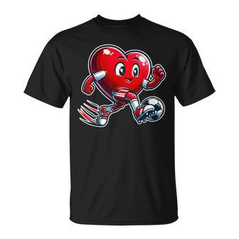 Valentine's Day Soccer Player Heart Cute Sports T-Shirt | Mazezy