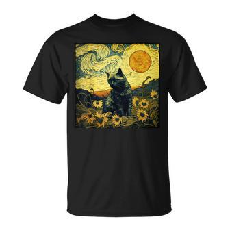 Van Gogh Cat T-Shirt - Seseable