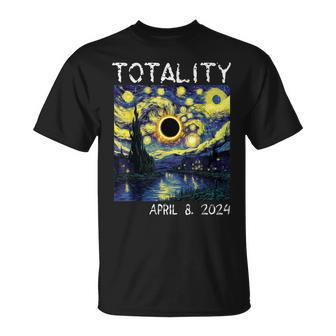 Van Gogh Starry Night Solar Eclipse 2024 Totality April 8 T-Shirt | Mazezy