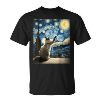 Van Gogh Starry Night Style Artistic Ragdoll Cat T-Shirt - Monsterry CA