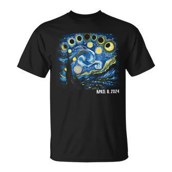 Van Gogh Starry Night Total Solar Eclipse 2024 T-Shirt | Mazezy