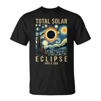 Van Gogh Starry Night Total Solar Eclipse April 8 2024 T-Shirt | Mazezy