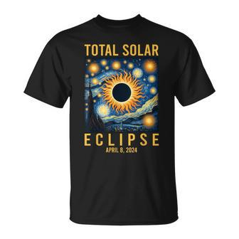 Van Gogh Starry Night Total Solar Eclipse April 8 2024 T-Shirt - Seseable
