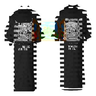 Van Life Mountain Scene Camper Camper Excursionista Yiajeros Nómadas Camiseta unisex - Regaloses