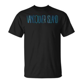 Vancouver Island Blue Lettering Blue S T-Shirt - Seseable