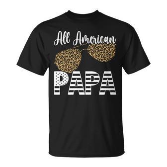 Vatertag Alle Amerikanischen Papa Leopard Sonnenbrillen T-Shirt - Geschenkecke