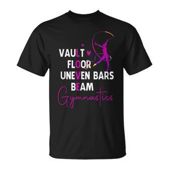 Vault Floor Uneven Bars Balance Beam Gymnastics Athlete T-Shirt - Monsterry DE