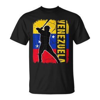 Venezuelan Baseball Player Venezuela Flag Baseball Fans T-Shirt - Seseable