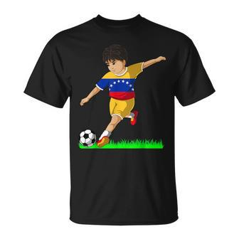 Venezuelan Soccer Boy Venezuela Flag Jersey Football Fans T-Shirt - Monsterry CA