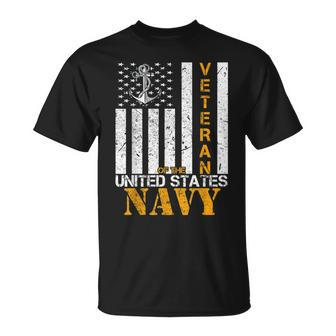 Veteran Of The United States Navy American Flag T-Shirt - Monsterry