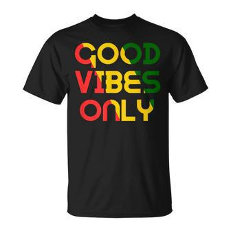 Vibes Good Only Rasta Reggae Roots Clothing Jamaica Flag T-Shirt - Monsterry UK