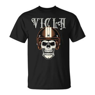 Vicla Gangster Biker Skull Motorcycle Rider T-Shirt - Monsterry CA