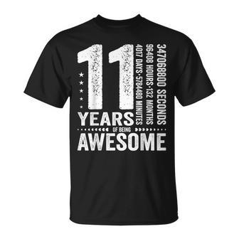 Vintage 11Th Birthday 132 Months 11 Years Old Being Awesome T-Shirt | Mazezy