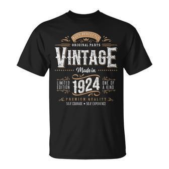 Vintage 1924 100Th Birthday Decoration 100 Year Old Men T-Shirt - Monsterry