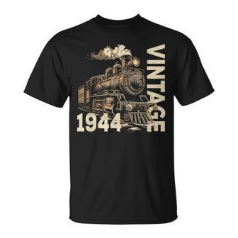 Vintage 1944 Steampunk Steam Train Locomotive 80Th Birthday T-Shirt - Monsterry