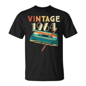 Vintage 1964 Music Cassette 60Th Birthday 60 Years Old T-Shirt - Monsterry