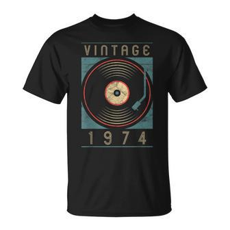 Vintage 1974 Vinyl Retro Turntable Birthday Dj For Him T-Shirt - Monsterry DE