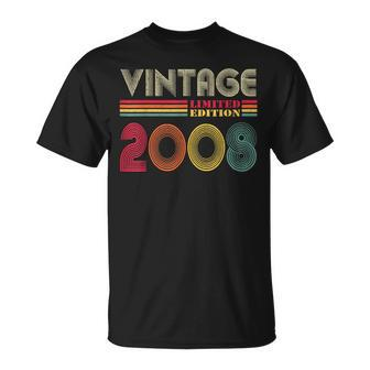 Vintage 2008 16 Years Old Boys And Girls 16Th Birthday T-Shirt - Thegiftio UK