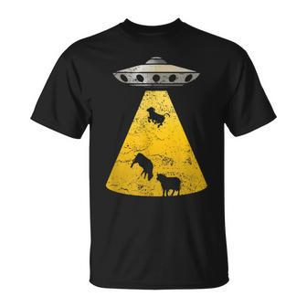 Vintage Alien Ufo Cow Abduction Roswell Retro T Yellow T-Shirt - Monsterry CA