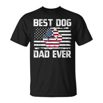 Vintage American Flag Father's Day Papa 4Th Of July Dog Dad T-Shirt - Thegiftio UK