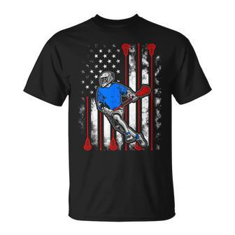 Vintage American Flag Lacrosse Youth Apparel Boys Usa T-Shirt | Mazezy