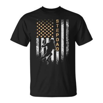 Vintage American Flag Proud Lacrosse Stepdad Lax Silhouette T-Shirt - Monsterry CA