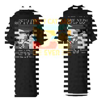 Vintage Best Cat Dad Ever Cat Retro Sunset Cat Daddy Camiseta unisex - Regaloses