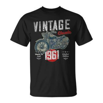 Vintage Born 1961 60Th Birthday Classic Retro Motorcycle T-Shirt - Monsterry