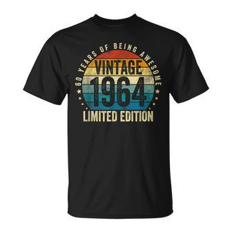 Vintage Born In 1964 60Th Birthday Retro 60 Years Old T-Shirt - Monsterry