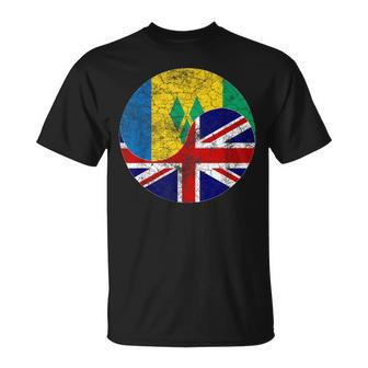 Vintage British & St Vincent And The Grenadines Flags T-Shirt - Monsterry