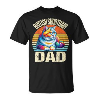 Vintage British Shorthair Dad Cat Lovers Daddy Father's Day T-Shirt - Thegiftio UK