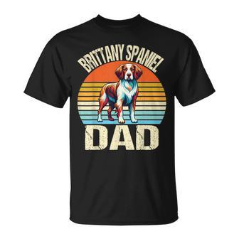 Vintage Brittany Spaniel Dad Dogs Lovers Daddy Father's Day T-Shirt - Thegiftio UK
