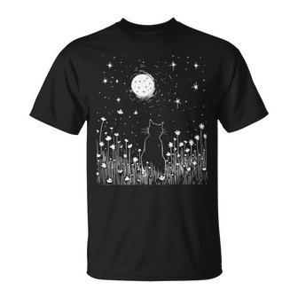 Vintage Cat And Moon Flowers Garden Nature Lover Women T-Shirt - Monsterry AU