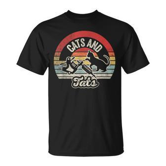 Vintage Cats And Tats Cat Tattoo Lover Cats & Tats T-Shirt - Seseable